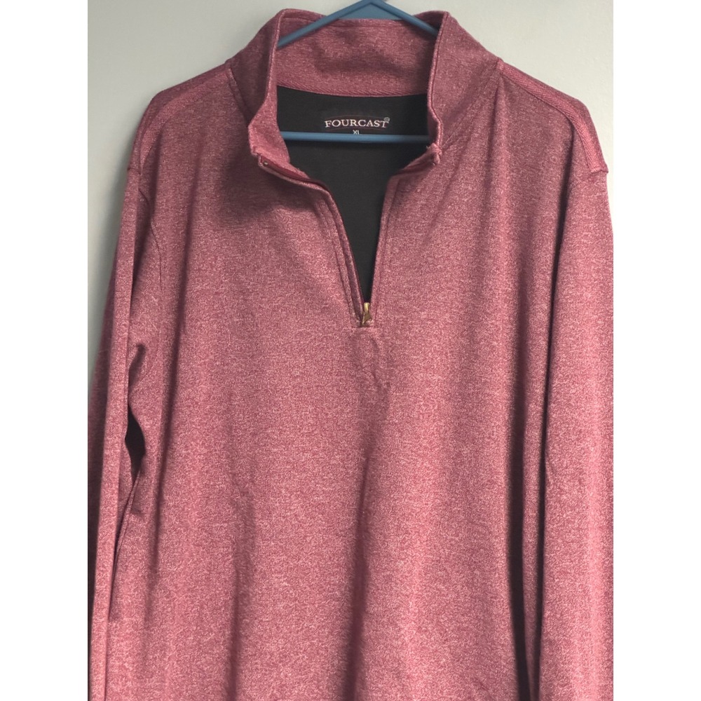 Fourcast Mens XL Quarter Zip Pullover Burgundy Mock Neck Sweater Outdoor Fish